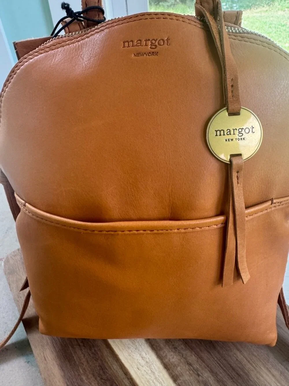 MARGOT Camille Leather Backpack in Cognac -NWT